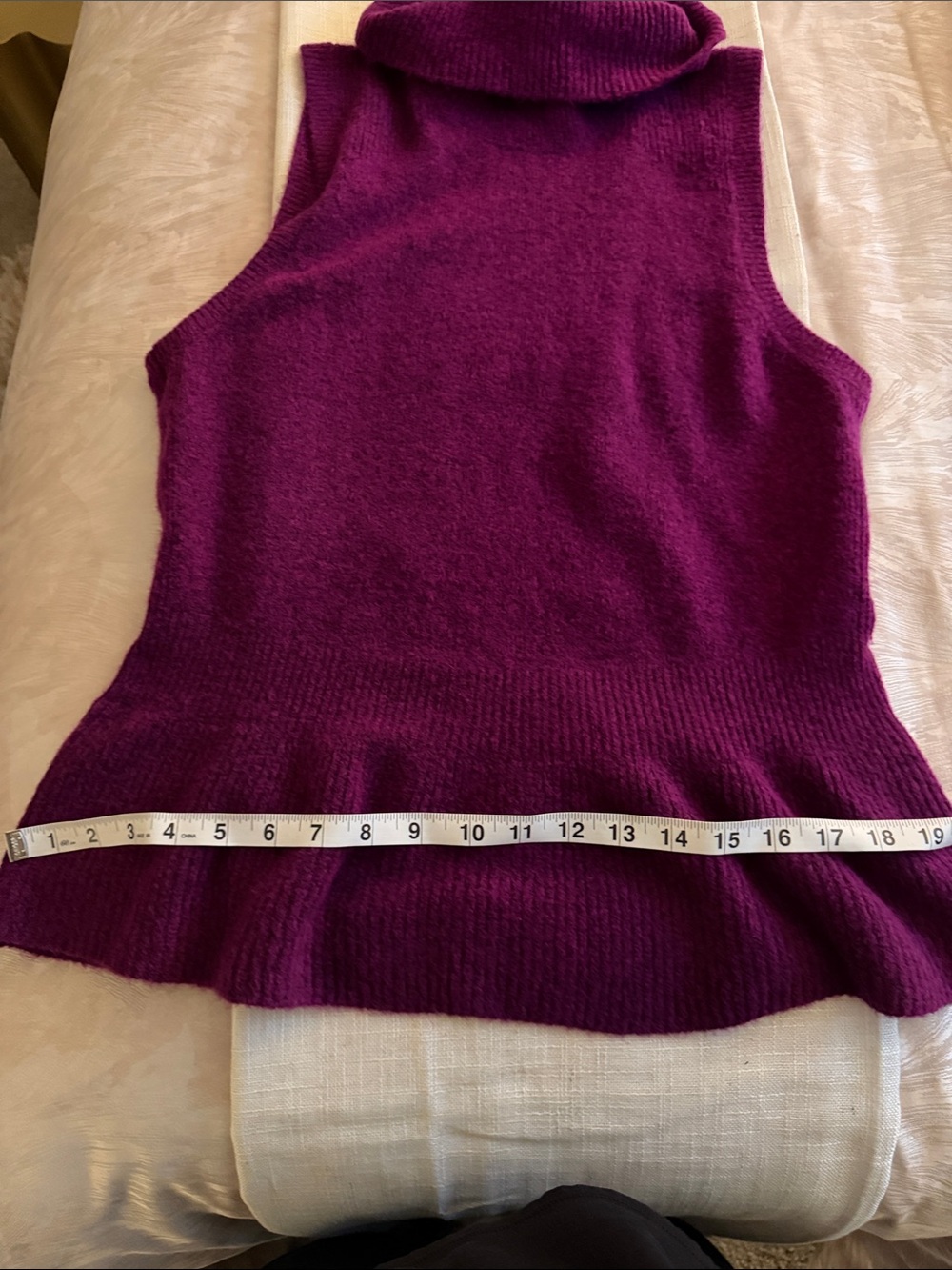 White House Black Market Sleeveless Cowl Neck Peplum Sweater - Plum - Large - Picture 9 of 9